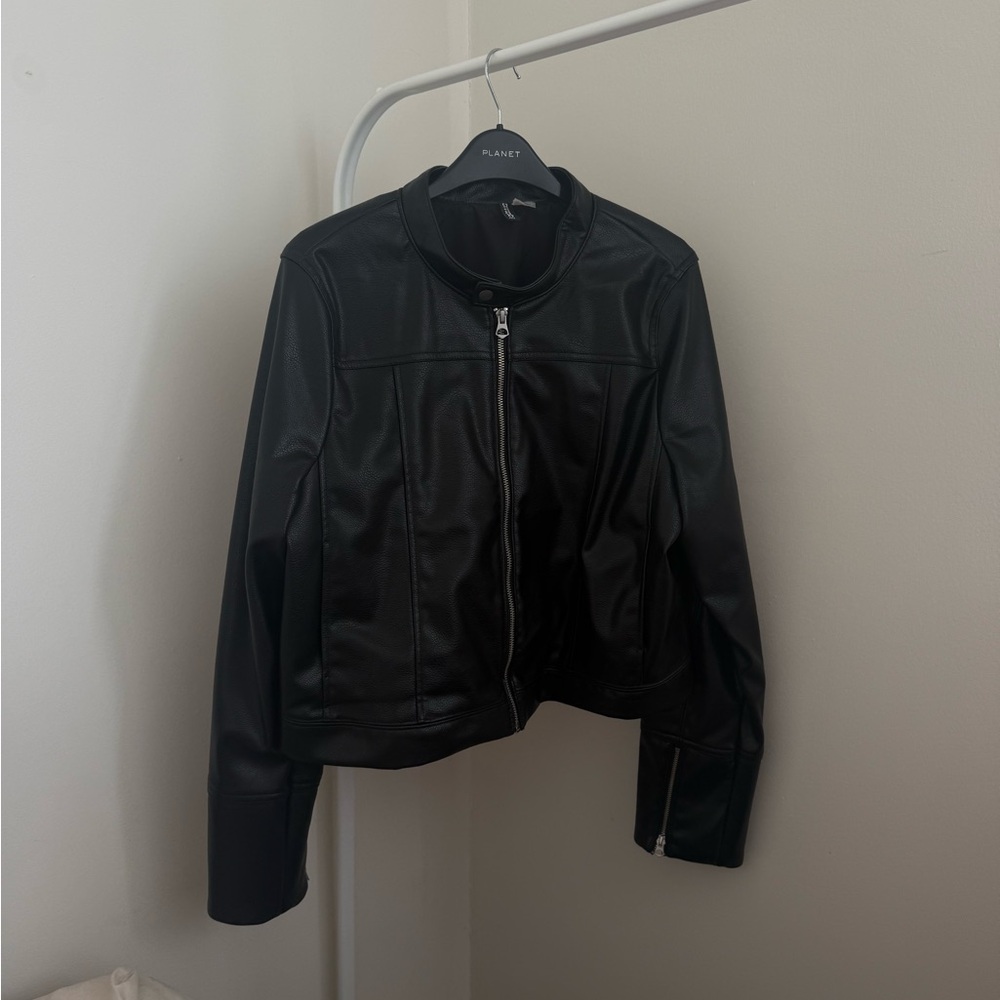 Black faux Leather moto Jacket